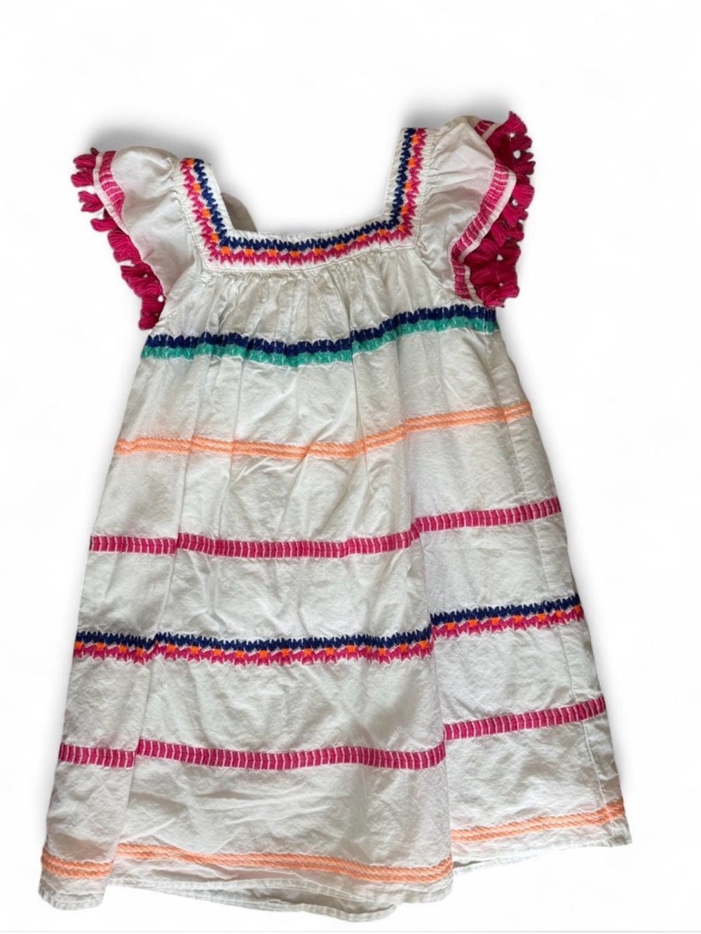 Cat & Jack White Summer Dress with Pink Ruffle Sleeves